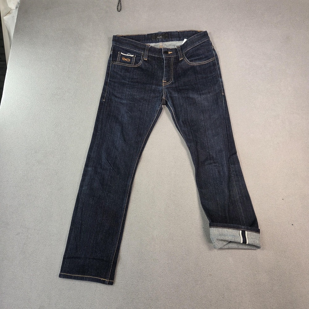 Plac‎ Jeans Mens 31 Dark Wash Raw Selvedge Denim Slim Straight Korea Fits 28x25